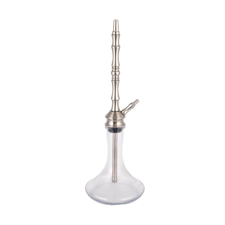 Tubo de metal de acero inoxidable plateado, vidrio transparente, 1 cachimba de un solo orificio, 68cm