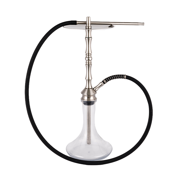 Tubo de metal de acero inoxidable plateado, vidrio transparente, 1 cachimba de un solo orificio, 68cm