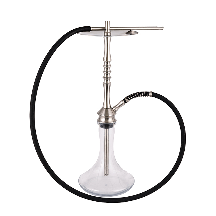 Tubo de metal de acero inoxidable plateado, vidrio transparente, 2 cachimba de un solo orificio, 68cm