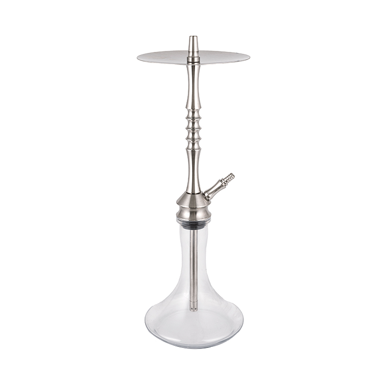 Tubo de metal de acero inoxidable plateado, vidrio transparente, 2 cachimba de un solo orificio, 68cm