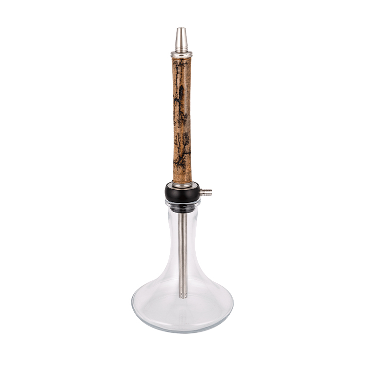 Madera De Vidrio Transparente+Pom+Tubo De Madera De Acero Inoxidable-2 Cachimba De Un Solo Orificio 58cm