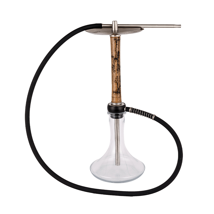 Madera De Vidrio Transparente+Pom+Tubo De Madera De Acero Inoxidable-2 Cachimba De Un Solo Orificio 58cm