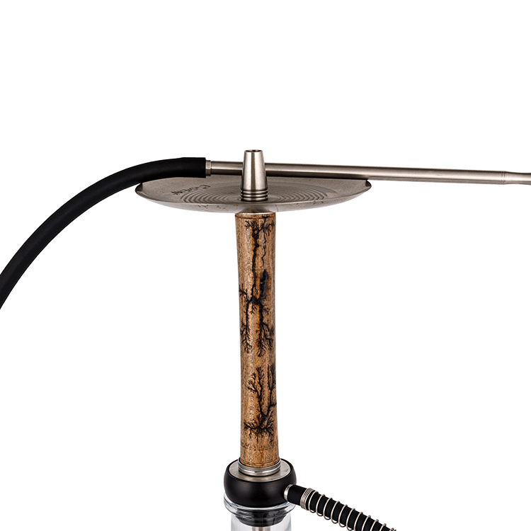 Madera De Vidrio Transparente+Pom+Tubo De Madera De Acero Inoxidable-2 Cachimba De Un Solo Orificio 58cm