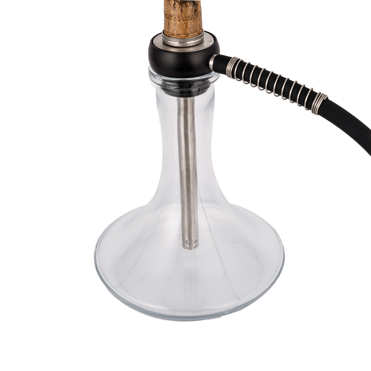 Madera De Vidrio Transparente+Pom+Tubo De Madera De Acero Inoxidable-2 Cachimba De Un Solo Orificio 58cm