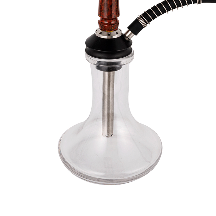 Cachimba de un solo orificio de resina de vidrio transparente, acero inoxidable y tubo de resina Pom, 40cm