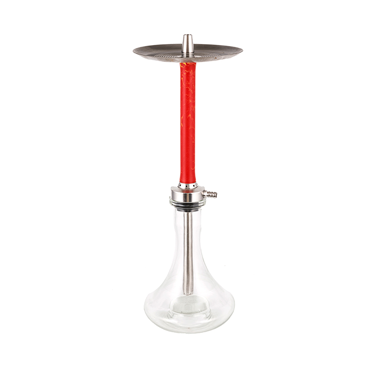 Cachimba de un solo orificio con tubo de resina roja de vidrio transparente, 58cm