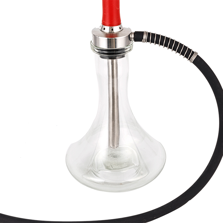 Cachimba de un solo orificio con tubo de resina roja de vidrio transparente, 58cm