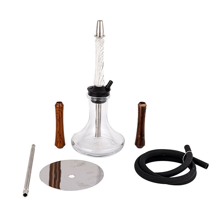 Madera De Vidrio Transparente+Pom+Tubo De Madera De Acero Inoxidable-3 Cachimba De Un Solo Orificio 58cm