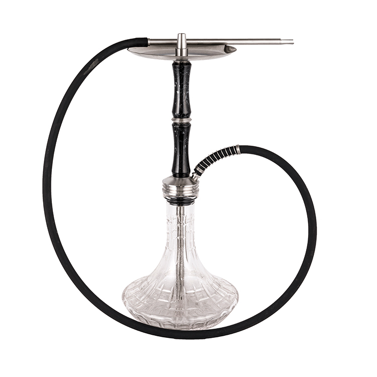 Cachimba de un solo orificio de resina de vidrio transparente estampada + acero inoxidable 58 cm